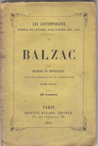 BALZAC MIRECOURT (Eugène de). | Balzac.