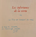 SADE (D.-A.-F. de). | Les Infortunes de la Vertu. Avec une notice de Maurice Heine, une bibliographie de Robert Valençay et une introduction par Jean Paulhan.