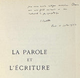 LAVELLE (Louis). | La parole et l'écriture.