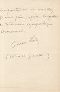 LOTI (Pierre). | Lettre autographe signée adressée à Jules Claretie.