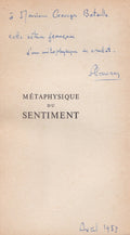 HAECKER (Theodor). | Métaphysique du sentiment. Texte français de Armel Guerne.