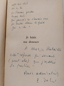 JABES (Edmond). | Je bâtis ma demeure. Poèmes 1943-1957. Préface de Gabriel Bounoure.