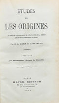 MARIN DE CARRANRAIS (Eugène de). | Etudes sur les origines au point de vue comparatif de l'état de la science et du récit cosmogonique de Moïse.