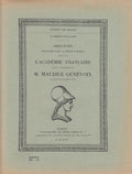 GENEVOIX (Maurice). | Discours prononcés dans la séance publique tenue par l'Académie Française pour la réception de M. Maurice Genevoix le jeudi 13 novembre 1947.