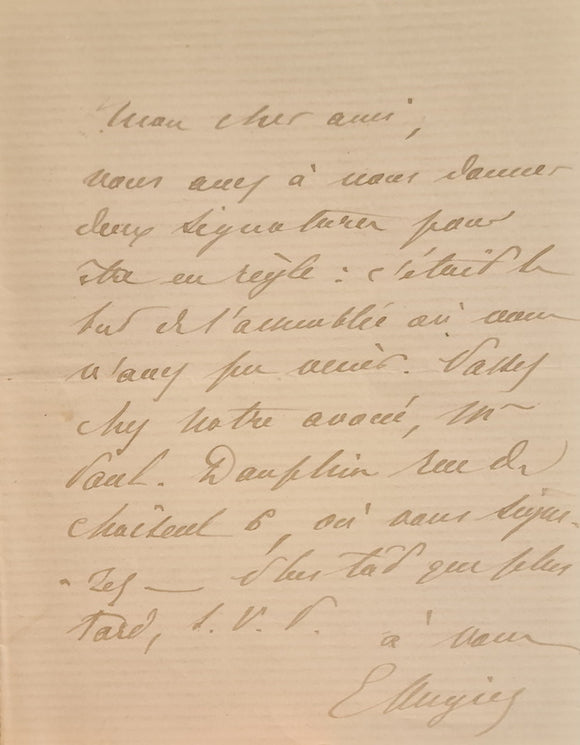 AUGIER (Emile). | Deux billets autographes signés adressés [à Jules Claretie].