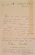 FEUILLET (Octave). | Une lettre autographe signée et une carte de visite signée adressées à Jules Claretie.