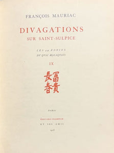 MAURIAC (François). | Divagations sur Saint-Sulpice.
