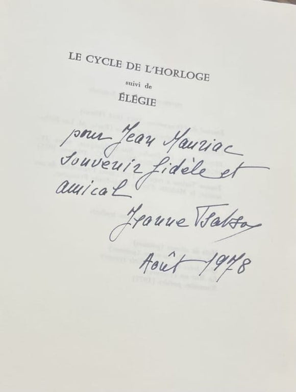 TSATSOS (Jeanne). | Le cycle de l'horloge. Suivi de Élégie.