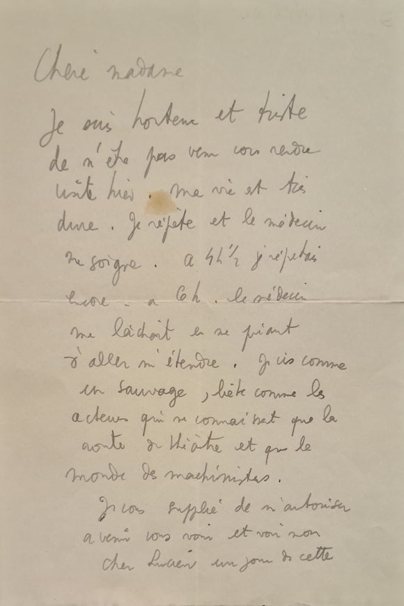 COCTEAU (Jean). | Lettre autographe signée adressée à Julia Daudet.