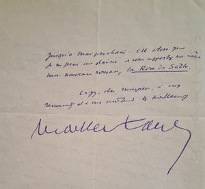 MONTHERLANT (Henry de). | Lettre autographe signée adressée à un confrère.