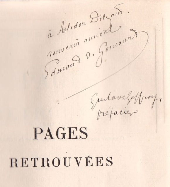 GONCOURT (Edmond et Jules de). | Pages retrouvées. Préface de Gustave Geffroy.