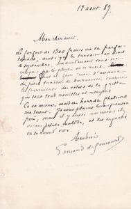 GONCOURT (Edmond de). | Lettres autographes signées à son architecte Frantz Jourdain.