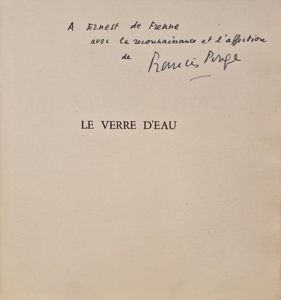 PONGE (Françis) et KERMADEC (Eugène de). | Le Verre d'eau. Recueil de notes et de lithographies.