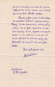 JOUHANDEAU (Marcel). | Lettre autographe signée adressée à Charles Michel.