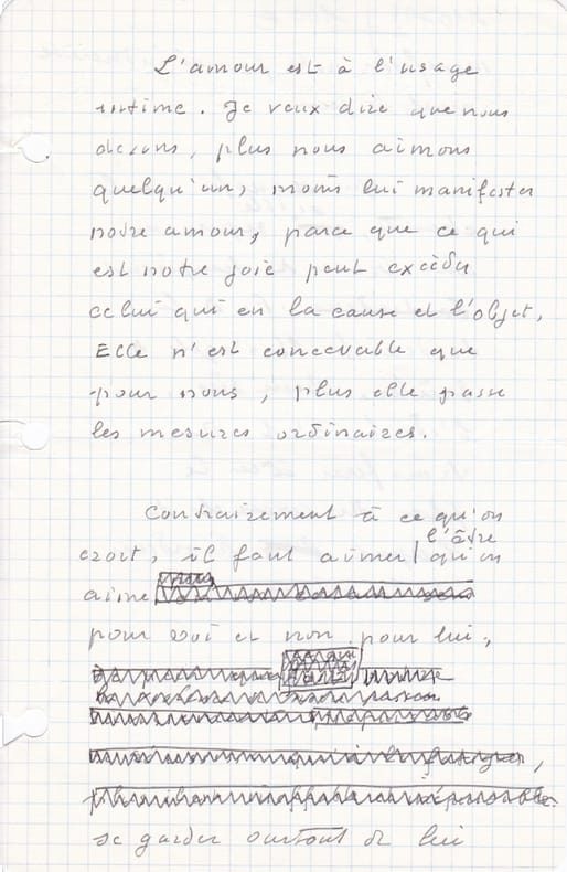 JOUHANDEAU (Marcel). | Manuscrit autographe sur l'amour.