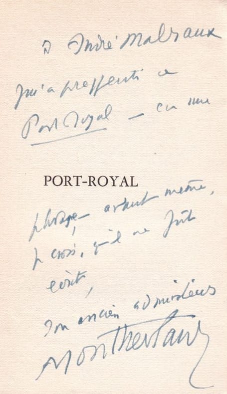 MONTHERLANT (Henry de). | Port-Royal (Notes de théâtre II).
