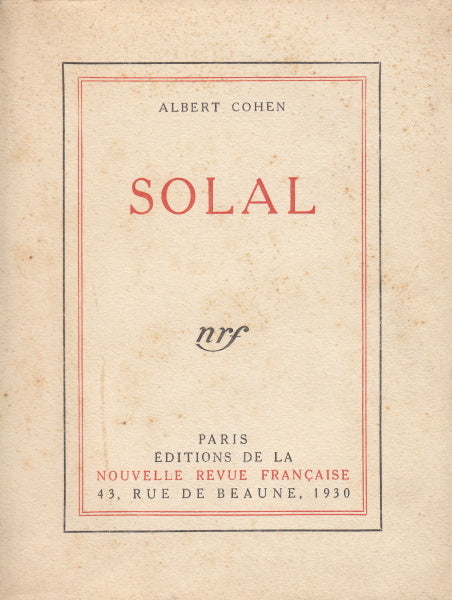 COHEN (Albert). | Solal.