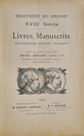 GONCOURT | Bibliothèque des Goncourt. XVIIIème siècle : livres, manuscrits, autographes, affiches, placards. - Livres modernes. - Gravures du XVIIIème siècle.