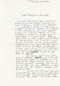 GRACQ (Julien). | Réunion d'une lettre et deux cartes autographes signées adressées à la comédienne Laurence Bourdil-Amrouche (2 pages in-8, Saint-Florent-le-Vieil, 4 décembre 1989, enveloppe conservée).