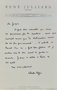 BOURGOIS (Christian). | Correspondance adressée à Jacques Brenner.