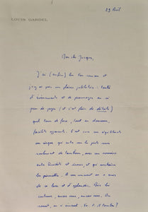 GARDEL (Louis). | Lettre autographe signée adressée à Jacques Brenner.