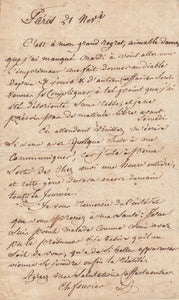 FOURIER (Charles). | Lettre autographe signée adressée à Caroline Thibaut.