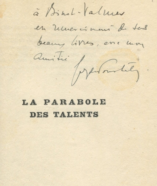 POURTALES (Guy de). | La Parabole des talents