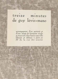 LEVIS-MANO (Guy). | Treize minutes.