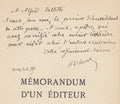 STOCK (P.-V.). | Memorandum d'un éditeur. Préface de Jean Ajalbert.