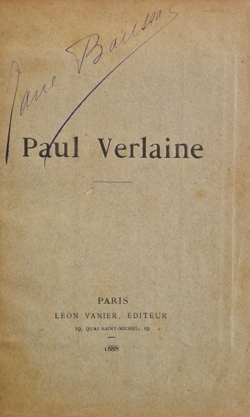VERLAINE , MORICE (Charles). | Paul Verlaine.