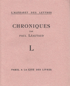 LEAUTAUD (Paul). | Chroniques.