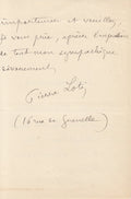 LOTI (Pierre). | Lettre autographe signée adressée à Jules Claretie.