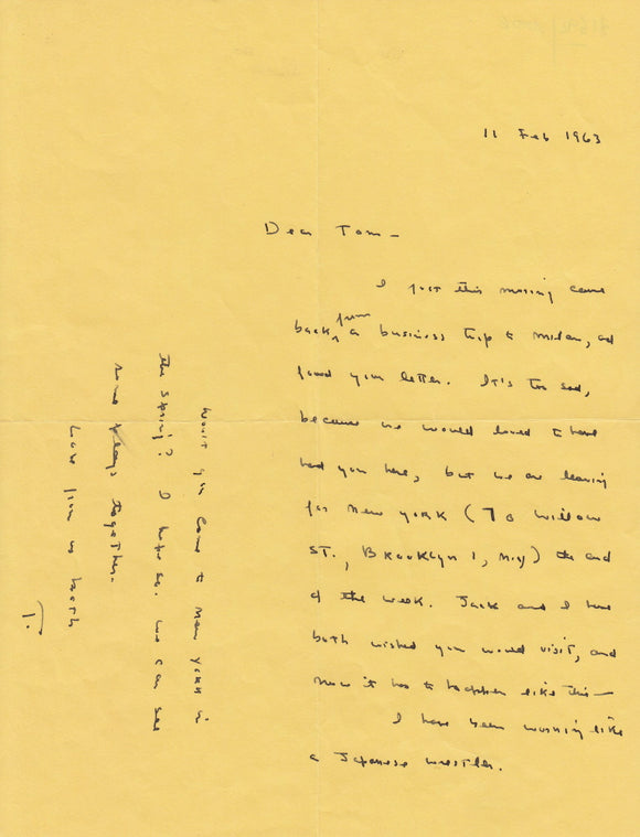 AUTOGRAPHES CAPOTE (Truman). | Lettre autographe signée adressée à Thomas Quinn Curtiss.