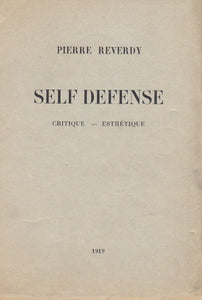 REVERDY (Pierre). | Self Defense. Critique - esthétique.