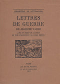 VACHE (Jacques). | Lettres de guerre avec un dessin de l'auteur et une introduction par André Breton.