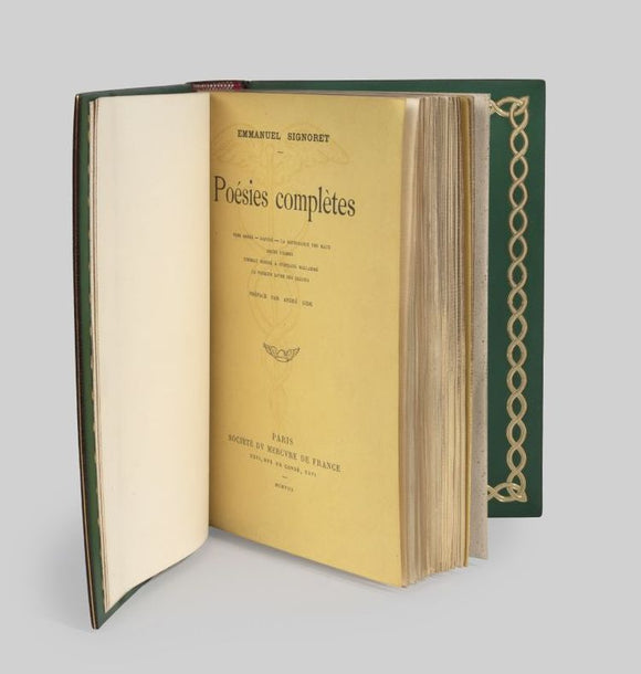 SIGNORET (Emmanuel). | Poésies complètes (Vers dorés, Daphné, La souffrance des eaux, Douze poèmes, Tombeau dressé à Stéphane Mallarmé, Le premier livre des élégies). Préface par André Gide.
