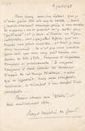 MARTIN DU GARD (Roger). | Deux lettres autographes signées adressées à Georges Sadoul.