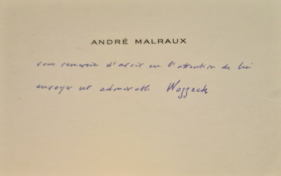 MALRAUX (André). | Carte autographe adressée à Pierre Jean Jouve.