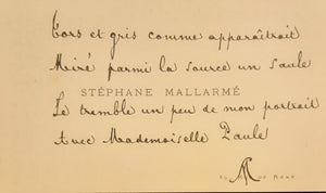 MALLARME (Stéphane). | Poème autographe signé adressé à Paule Gobillard.