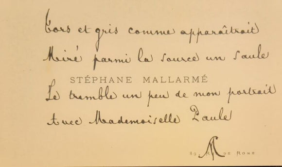 AUTOGRAPHES MALLARME (Stéphane). | Poème autographe signé adressé à Paule Gobillard.