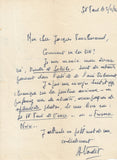 VERDET (André). | Lettre autographe signée adressée à Jacques Peuchmaurd de la revue Arts.