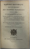 CUVIER (Georges). | Rapport historique sur les progrès des sciences naturelles depuis 1789, et sur leur état actuel, présenté à Sa Majesté l'Empereur et Roi, en son Conseil d'Etat, le 6 février 1808...