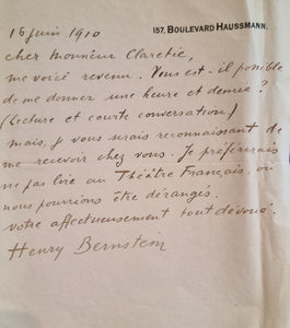 BERNSTEIN (Henry). | Deux lettres autographes signées adressées à Jules Claretie.