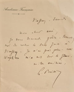 BOISSIER (Gaston). | Billet autographe signé adressé à Jules Claretie.