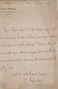 BRUNETIERE (Ferdinand). | Deux lettres autographes signées adressées à Jules Claretie.