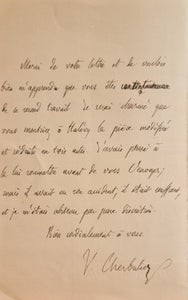CHERBULIEZ (Victor). | Un lettre autographe signée et un carte de visite autographe signée adressées à Jules Claretie.