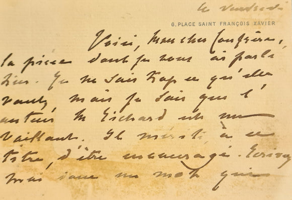 COSTA DE BEAUREGARD. | Une carte autographe signée adressée à Jules Claretie.