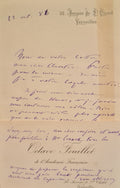 FEUILLET (Octave). | Une lettre autographe signée et une carte de visite signée adressées à Jules Claretie.