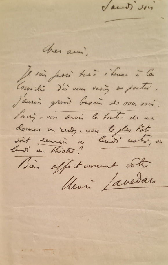 LAVEDAN (Henri). | Réunion de trois lettres autographes signées adressées à Jules Claretie.