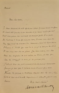 SILVESTRE (Armand). | Une lettre, un billet et une carte de visite autographes signés adressés à Jules Claretie.